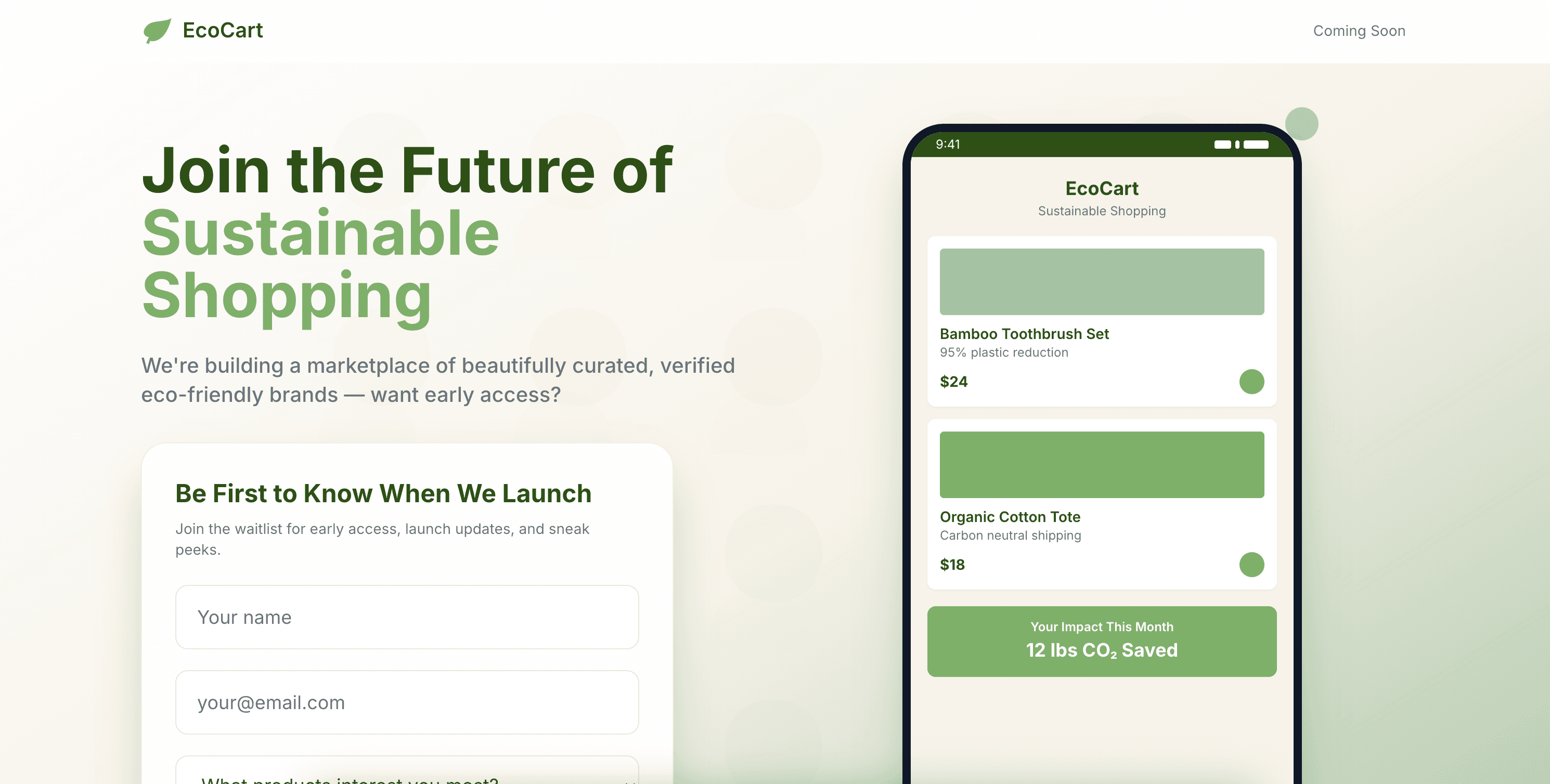 EcoCart landing page preview