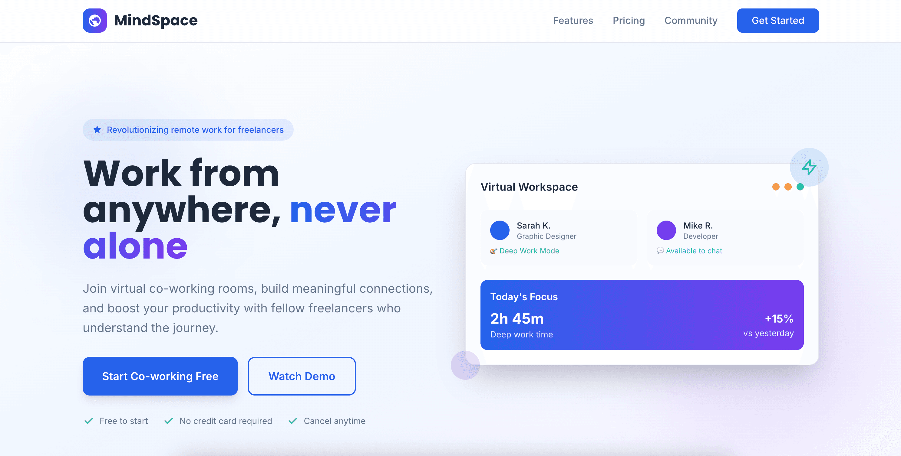MindSpace landing page preview